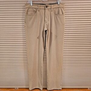 Robert Graham Mens 32 Tan Stretch 5-Pocket Pants Paisley Trim Straight Leg